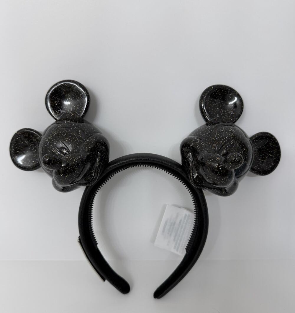 Disney Parks 2026 Glitter Mickey Head Figural Loungefly Ears Headband Black